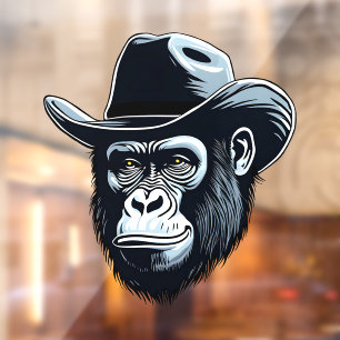 Gorilla Cowboy Window Cling