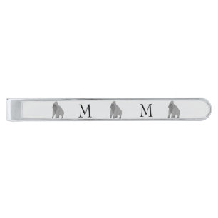 Gorilla Design Monogrammed Silver Finish Tie Bar