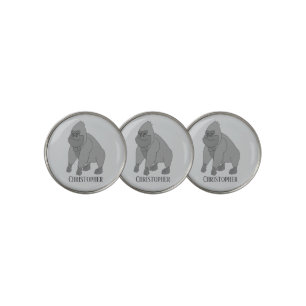 Gorilla Design Personalised Any Colour Background Golf Ball Marker