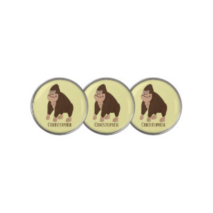 Gorilla Design Personalised Any Colour Background Golf Ball Marker