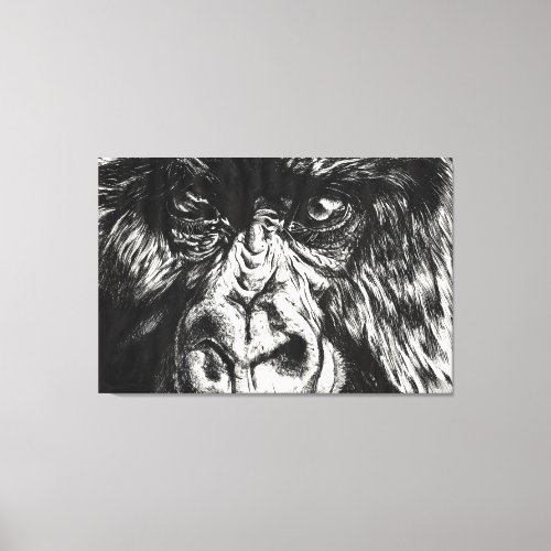 Gorilla Face BIC pen Canvas Print