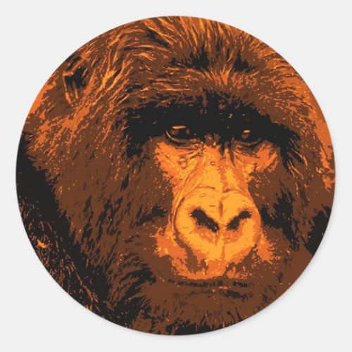 Gorilla Face Classic Round Sticker