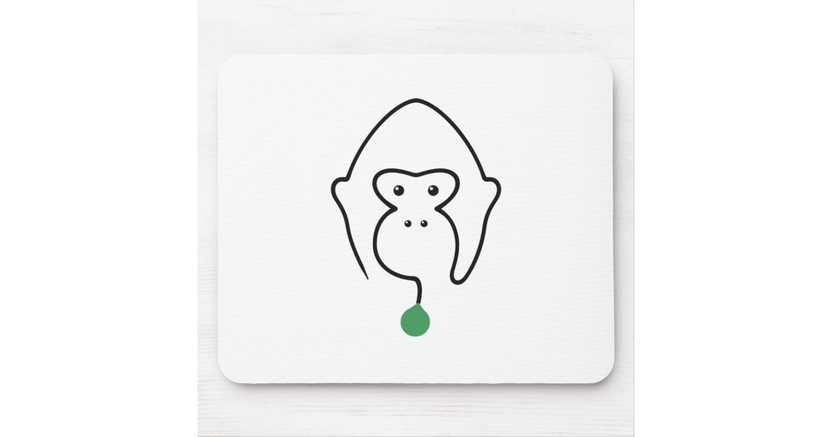 Gorilla Face One Line Art with Green Leaf Mouse Pad | Zazzle