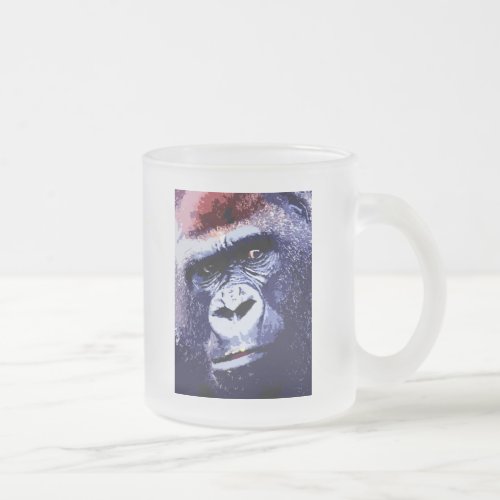 Gorilla Face Pop Art Frosted Glass Coffee Mug