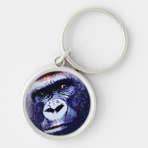 Gorilla Face Pop Art Keychain