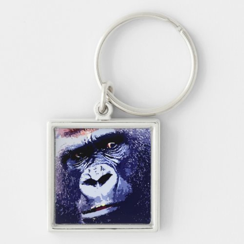 Gorilla Face Pop Art Keychain
