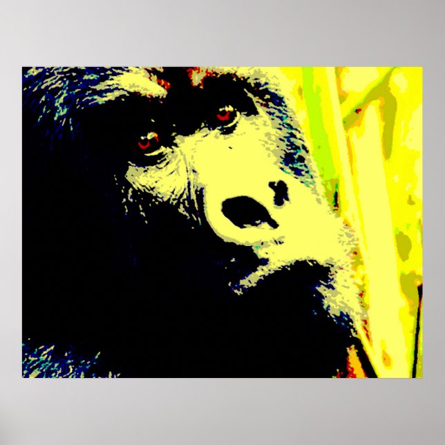Gorilla Face Pop Art Poster Print. Gorilla Posters (Front)