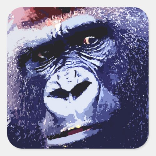 Gorilla Face Pop Art Square Sticker