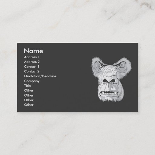 Customizable gorilla face vector business card