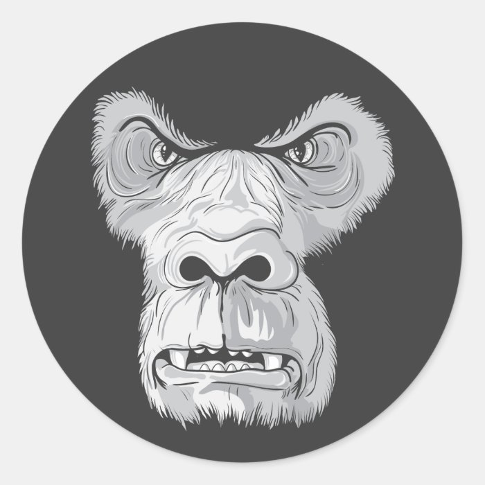 gorilla face vector round sticker