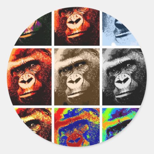 Gorilla Faces Classic Round Sticker