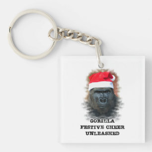 Gorilla Festive Cheer Unleashed Keychain