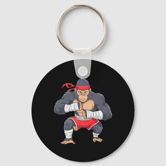 Gorilla Fighter MMA Kick Boxing Training Martial Keychain (Front)