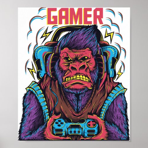 Gorilla Gamer Poster