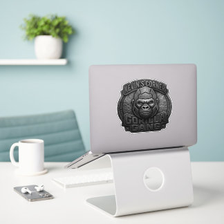Gorilla Gang Geometric Logo in Black Metal Look Sticker