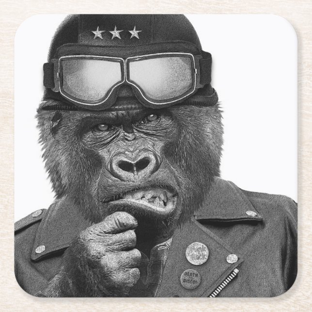 Gorilla Guy Square Paper Coaster (Front)