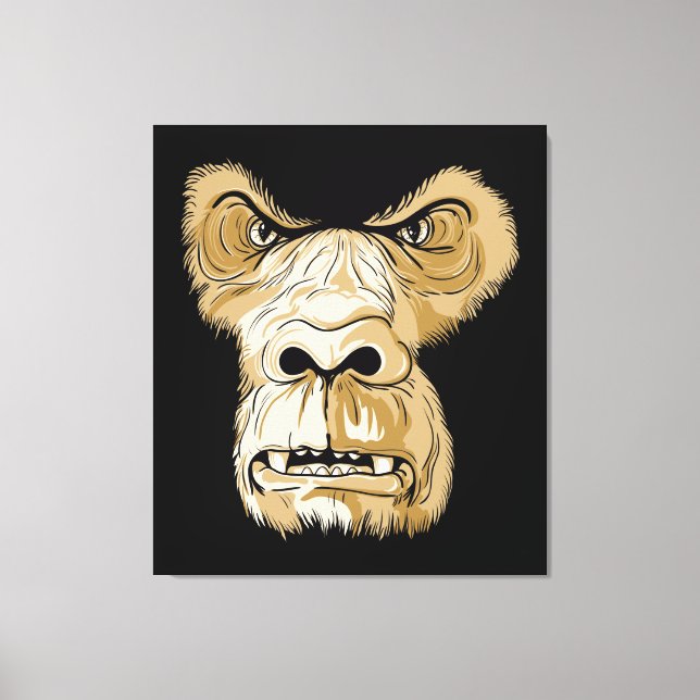 Gorilla head on black background canvas print (Front)