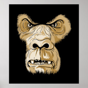 Gorilla head on black background poster