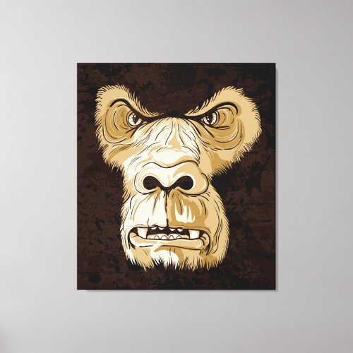 Gorilla head on black brown grunge background canvas print