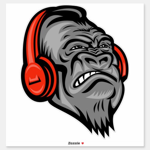 Gorilla headphones The Mountain Big Face Gorilla Sticker