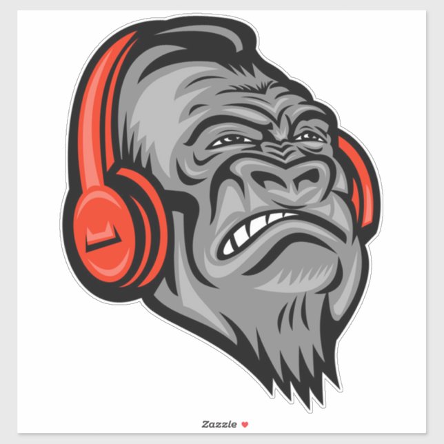 Gorilla headphones The Mountain Big Face, Gorilla Sticker (Sheet)