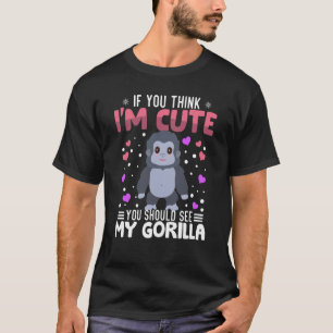 Gorilla Heart Valentine's Day Animal For Womens Ki T-Shirt