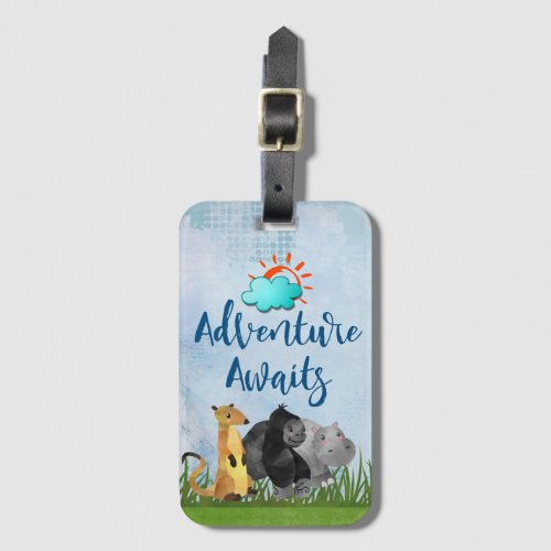 Gorilla Hippo and Meerkat Adventure Awaits Luggage Tag