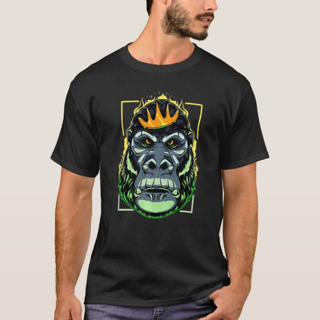 Gorilla  Humor King Angry Ape Monkey Primate Macaq T-Shirt (Front)
