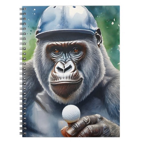 Gorilla in a Baseball Cap Playing Golf  Notebook