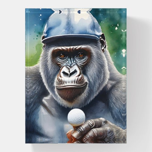 Gorilla in a Baseball Cap Playing Golf  Paperweight