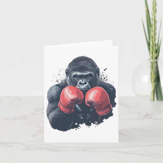 Gorilla In Boxing Gloves - Boxing Training  Card (Front)