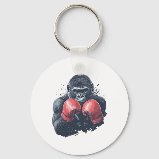 Gorilla In Boxing Gloves - Boxing Training  Keychain (Front)