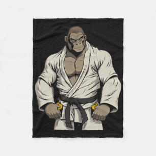 Gorilla In Keikogi - Japanese Karateka Fleece Blanket