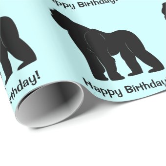 Gorilla in Silhouette Happy Birthday Wrapping Paper | Zazzle