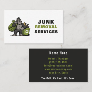 Gorilla Junk Removal Garbage Cartoon  Business Card