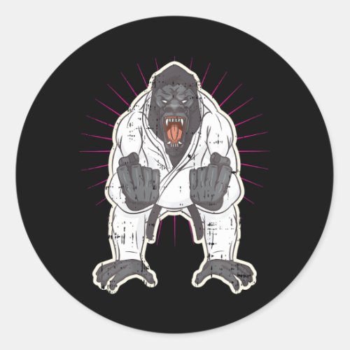Gorilla Karate Black Belt Cool Animal Classic Round Sticker