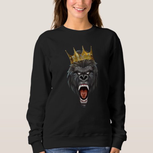 Gorilla King Crown Motivation Beast Workout Succes Sweatshirt