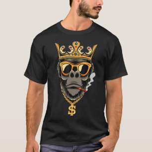 Gorilla King With Crown Silverback Crazy Wild Gori T-Shirt