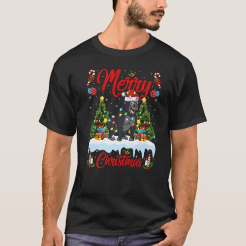 Gorilla Lights Xmas Tree Santa Gorilla Christmas T_Shirt