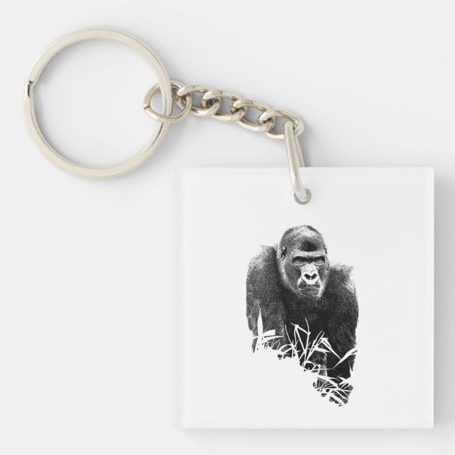 Gorilla Lope Digital Outline Art Keychain (Front)