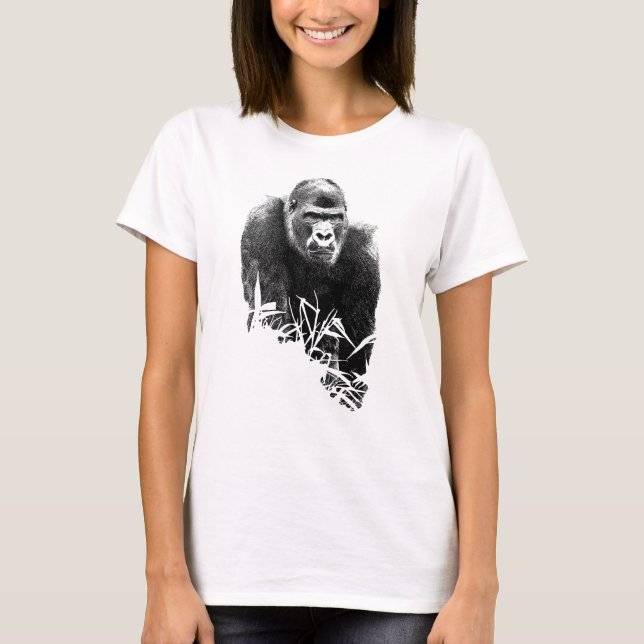 Gorilla Lope Digital Outline Art T-Shirt (Front)
