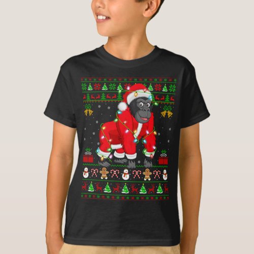 Gorilla Lover Xmas Matching Santa Ugly Gorilla Chr T_Shirt