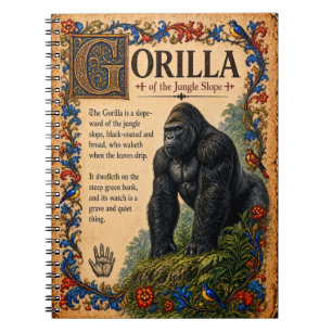 Gorilla, Medieval Bestiary Art Notebook