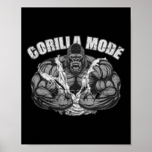 Gorilla Mode Gym Ape Fitness Coach Swole Monkey Poster