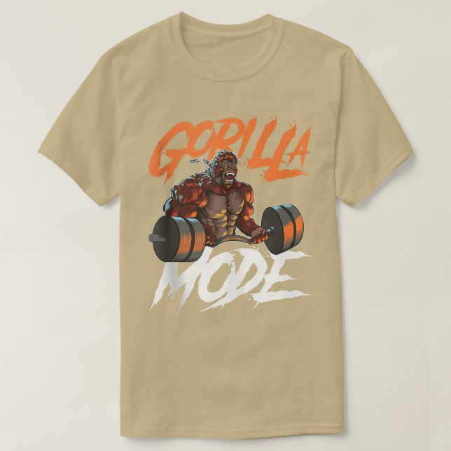 Gorilla Mode Gym Beast Workout Weights Lifting Pow T-Shirt (Design Front)