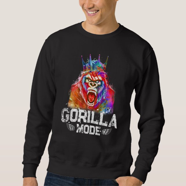 Gorilla Mode King Beast Workout Gym Motivation Fit Sweatshirt (Front)