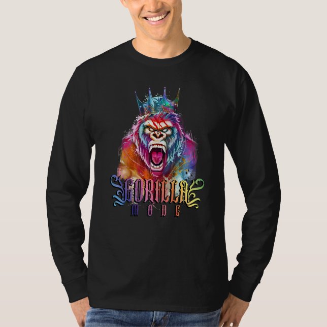 Gorilla Mode Motivation Fitness King Beast Workout T-Shirt (Front)