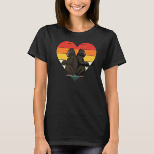 Gorilla Monkey Ape Animal Retro Heart Gorilla T-Shirt