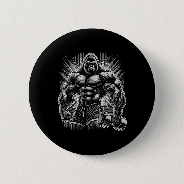 Gorilla Monkey Gym Wear Bodybuilding Workout Motiv Button (Front)