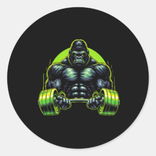 Gorilla Monkey Gym Wear Bodybuilding Workout Motiv Classic Round Sticker